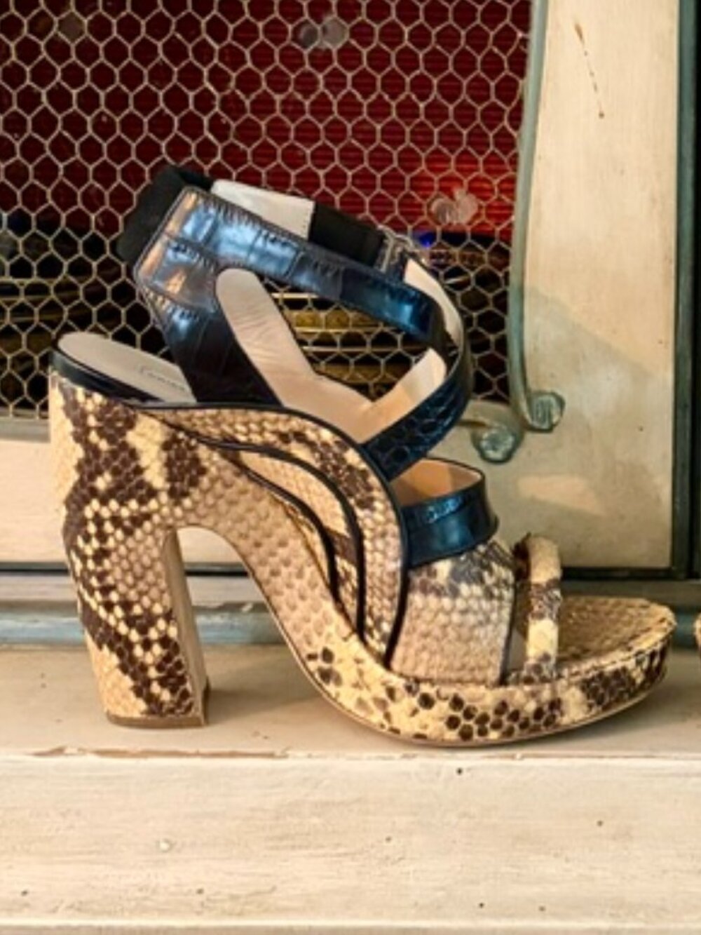 Dries van Noten, Italian size 38, python criss cross sandal
